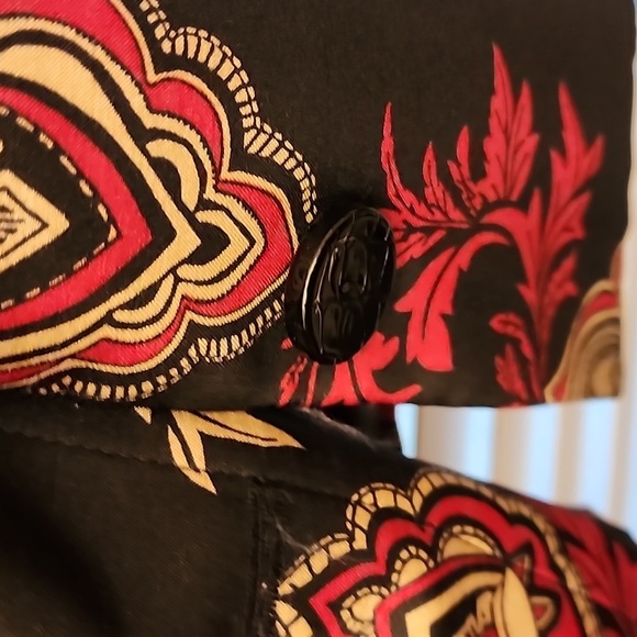 Chicos Black Red Oriental Jacket sz2 - Picture 6 of 10